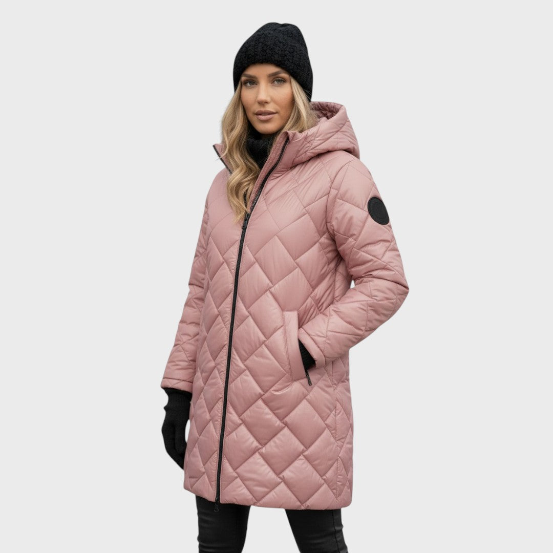 Elegant padded coat with hood