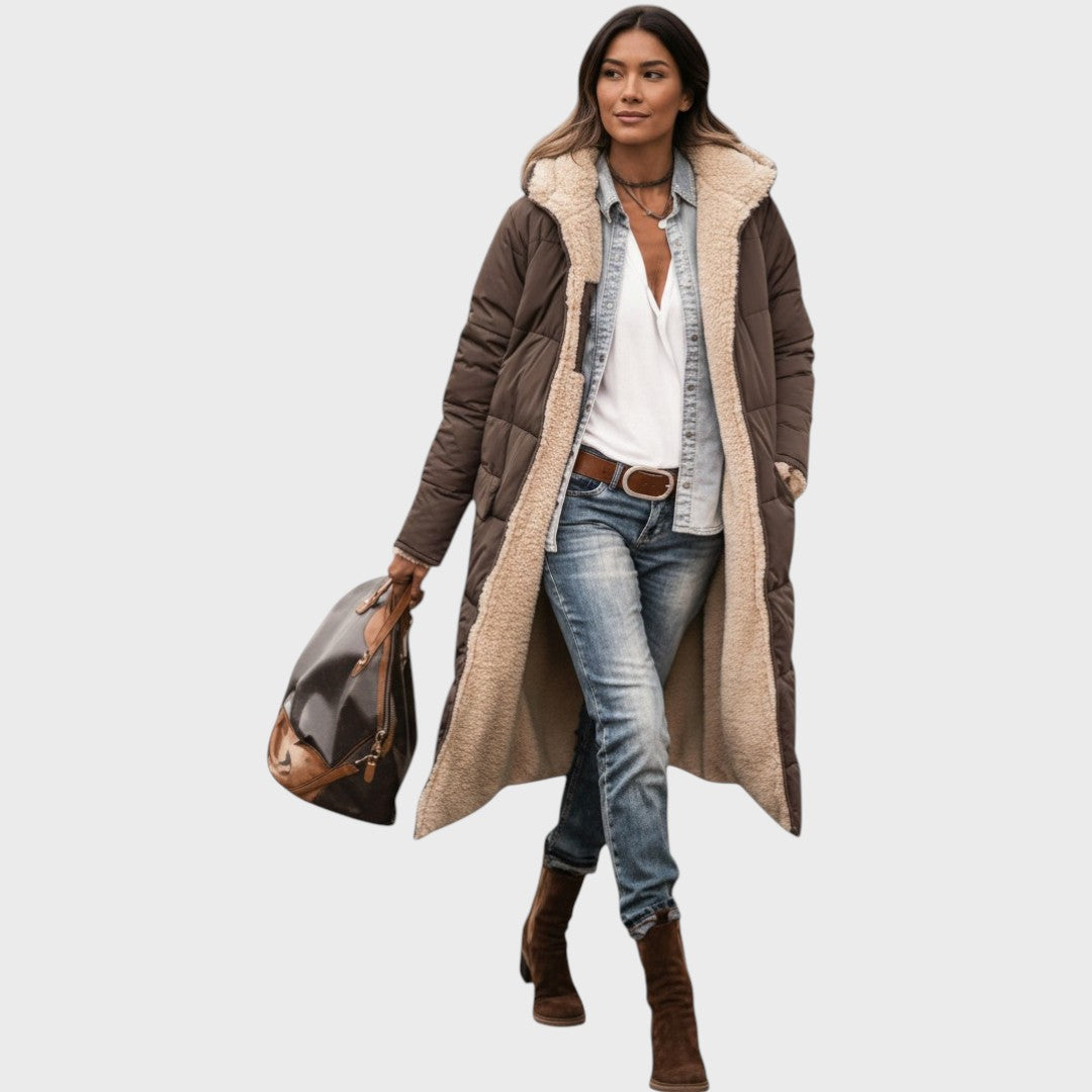 Warm coat with fur lining