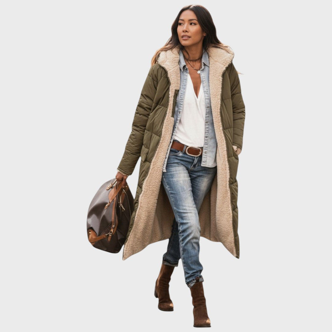 Warm coat with fur lining