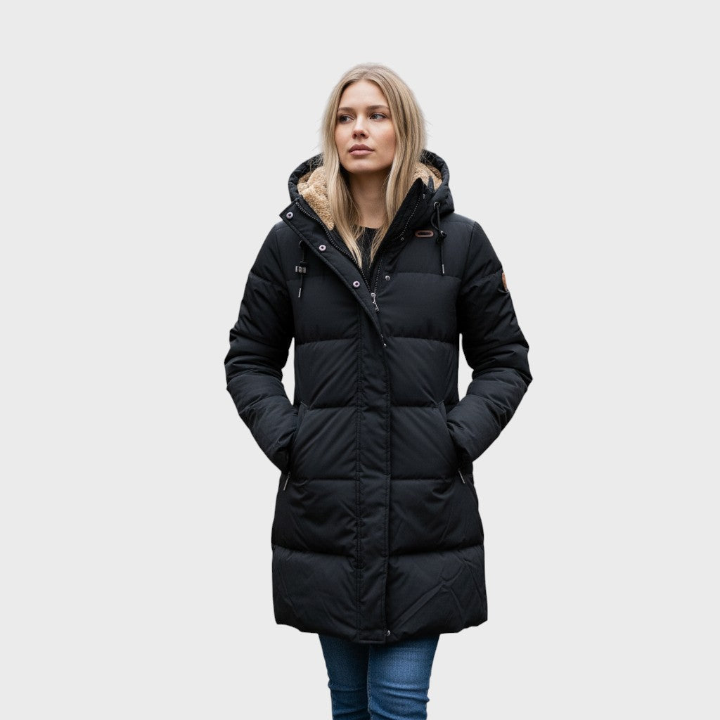 Quilted winter coat with plush lining